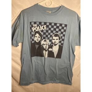 The Police - 2007 Light Blue Shirt - Ladies Cut - Womens Band Tee - Size Large